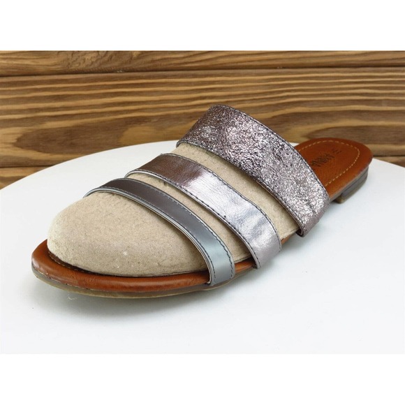 Anna K. Size 41 M Women Sandal Slide Silver‎ Synthetic - Picture 1 of 10